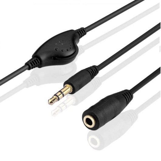 Cable Alargador De Audio Con Control De Volumen 1 M Negro