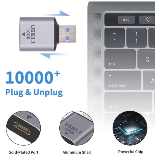 Adaptador Usb C Hembra A Usb Macho Aluminio 3.1  Plateado