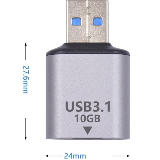 Adaptador Usb C Hembra A Usb Macho Aluminio 3.1  Plateado