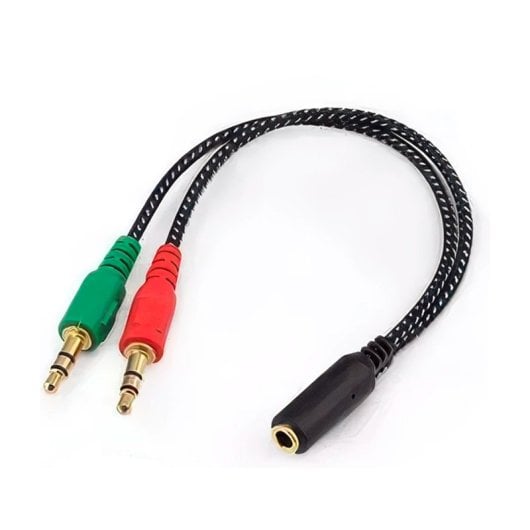 Adaptador Divisor De Auriculares Y Microfono 0.20 M Negro