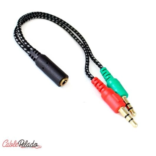Adaptador Divisor De Auriculares Y Microfono 0.20 M Negro