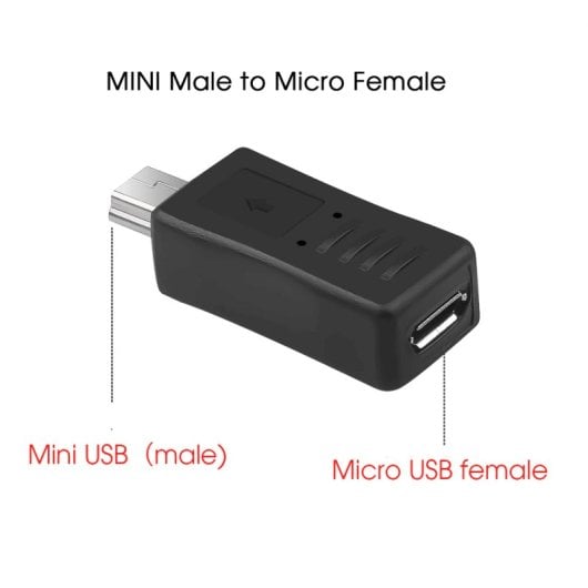 Adaptador Micro Usb Hembra A Mini Usb Macho  Negro