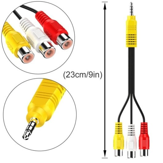 Cable De Video 3x Rca Hembra A 3.5 De 4 Pines 0.15 M Blanco