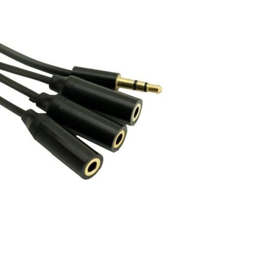 Cable De Audio Estereo 3x Jack 3.5mm Hembra A 3.5mm 0.50 M Negro