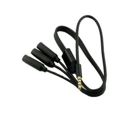 Cable De Audio Estereo 3x Jack 3.5mm Hembra A 3.5mm 4 Pin 0.50 M Negro