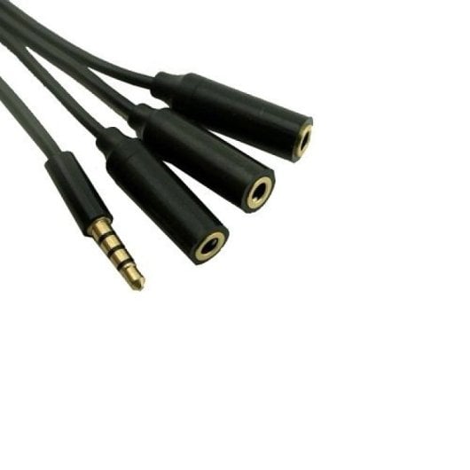 Cable De Audio Estereo 3x Jack 3.5mm Hembra A 3.5mm 4 Pin 0.50 M Negro