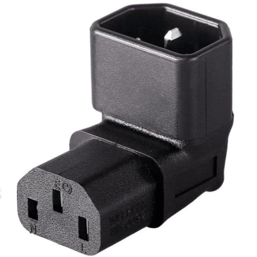 Adaptador Iec C14 A C13 Macho A Hembra Acodado 180 Grados  Negro