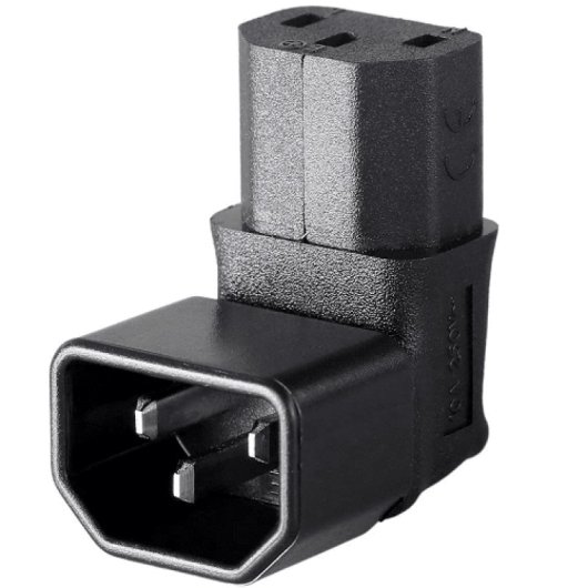 Adaptador Iec C14 A C13 Macho A Hembra Acodado 180 Grados  Negro