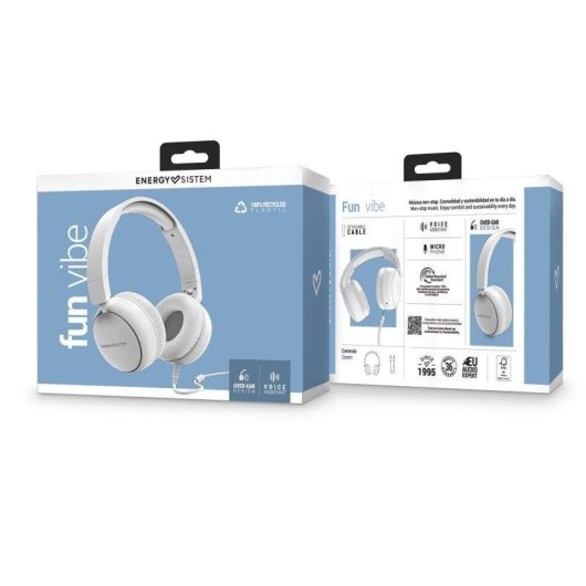 Auriculares Energy Sistem con cable, micrófono, diseño circumaural y cable extraíble negro
