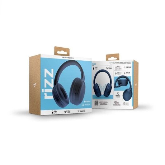 Auriculares Energy Sistem Navy Rizz Bluetooth 5.4 dobráveis com Deep Bass e multiponto, azul marinho