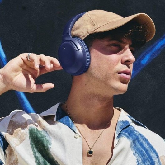 Auriculares Energy Sistem Navy Rizz Bluetooth 5.4 dobráveis com Deep Bass e multiponto, azul marinho