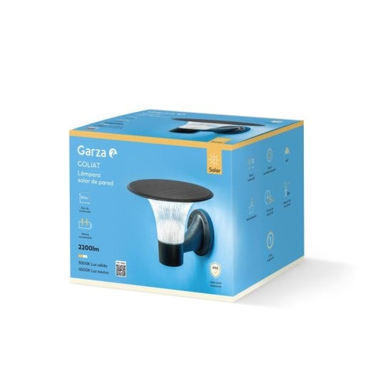 Aplique De Exterior Solar Led Garza 2200lm - Iluminación Efecto Estrella Con Sensor De Movimiento Y Cobertura De 80m²