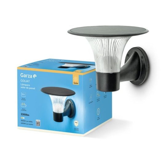 Aplique De Exterior Solar Led Garza 2200lm - Iluminación Efecto Estrella Con Sensor De Movimiento Y Cobertura De 80m²
