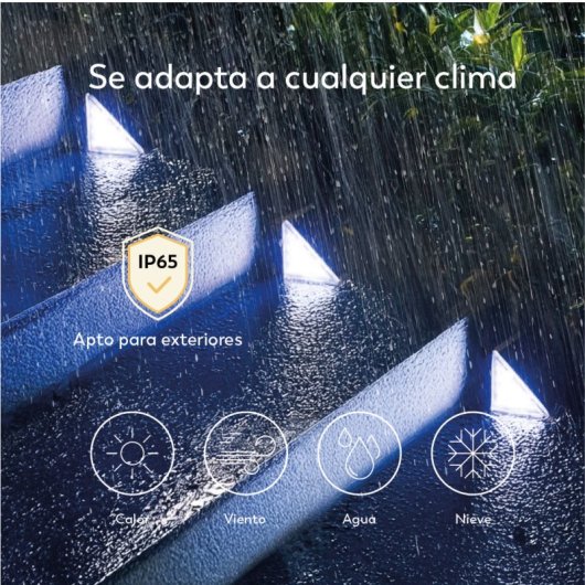 Garza - Conjunto De 6 Luces Solares Triangulares Para Escaleras Con Iluminación Multicolor Y Sensor Crepuscular, Ip65, R