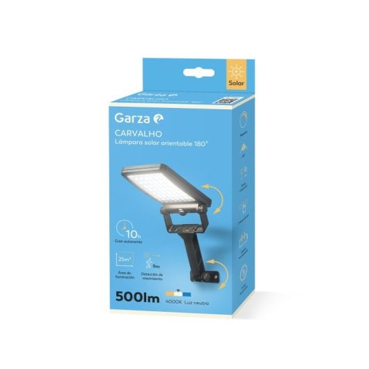 Aplique Solar Led Garza 4000k Para Exterior Con Sensor De Movimiento Y 3 Modos De Iluminación, Cobertura De 25m², Resist