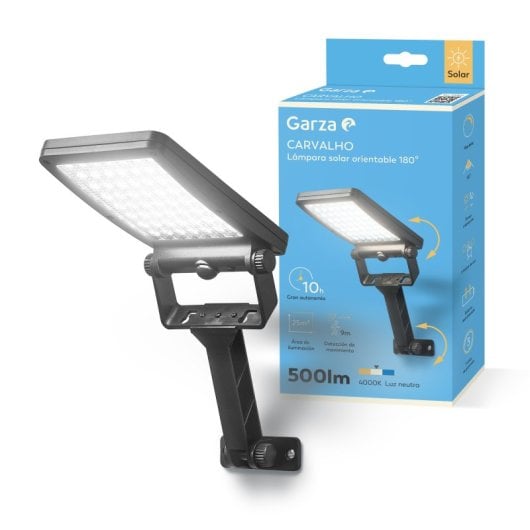 Aplique Solar Led Garza 4000k Para Exterior Con Sensor De Movimiento Y 3 Modos De Iluminación, Cobertura De 25m², Resist