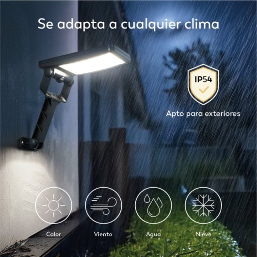 Aplique Solar Led Garza 4000k Para Exterior Con Sensor De Movimiento Y 3 Modos De Iluminación, Cobertura De 25m², Resist