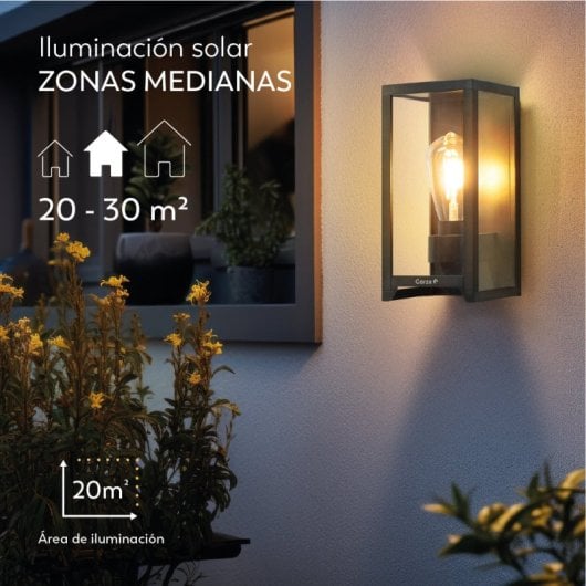 Aplique De Exterior Solar Led Vintage Garza - Iluminación Eficiente De 400lm Con Sensor De Movimiento Y Autonomía De 8 H
