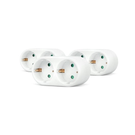 Garza - Adaptador Doble Frontal Con 2 Tomas Schuko Y Protección Infantil En Color Blanco