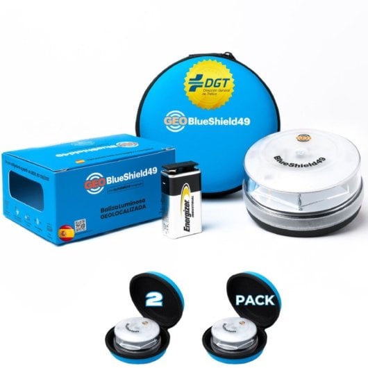 Luces De Emergencia Geoblueshield49/garza Con Estuche Y Batería Energizer 9v - Homologadas Por La Dgt V16 3.0
