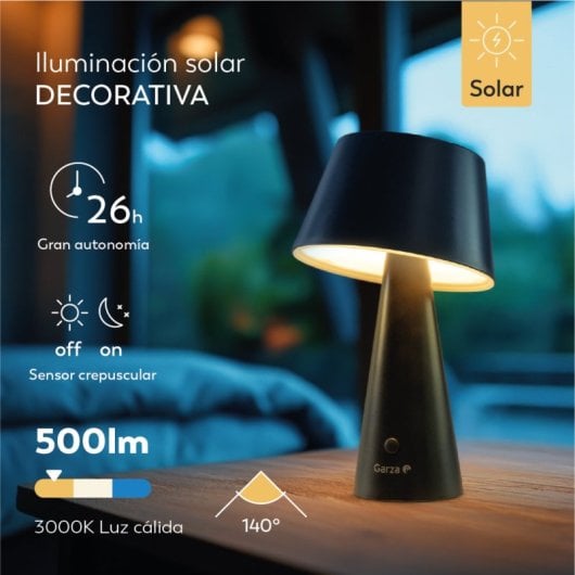 Lámpara Solar Led Garza De 500lm, Luz Cálida 3000k, Carga Dual (solar Y Usb-c) - Ideal Para Terrazas Y Jardines