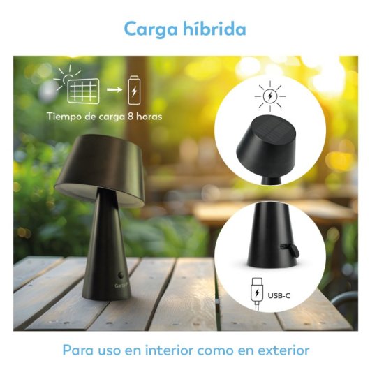 Lámpara Solar Led Garza De 500lm, Luz Cálida 3000k, Carga Dual (solar Y Usb-c) - Ideal Para Terrazas Y Jardines
