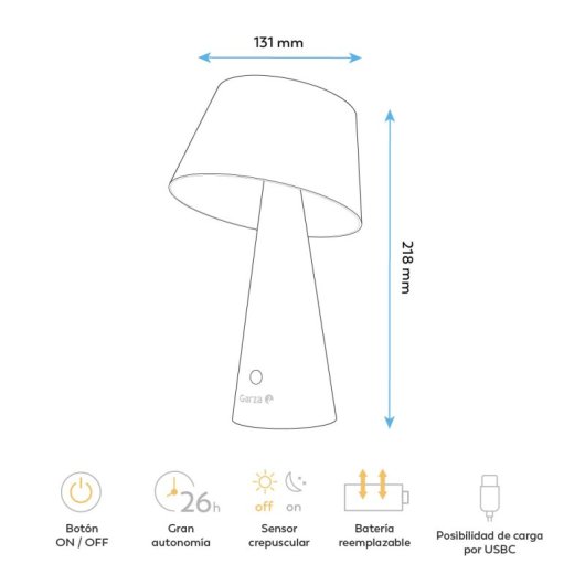 Lámpara Solar Led Garza De 500lm, Luz Cálida 3000k, Carga Dual (solar Y Usb-c) - Ideal Para Terrazas Y Jardines