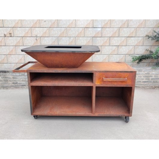 Barbacoa Grande Con Mueble Y Plancha Acero