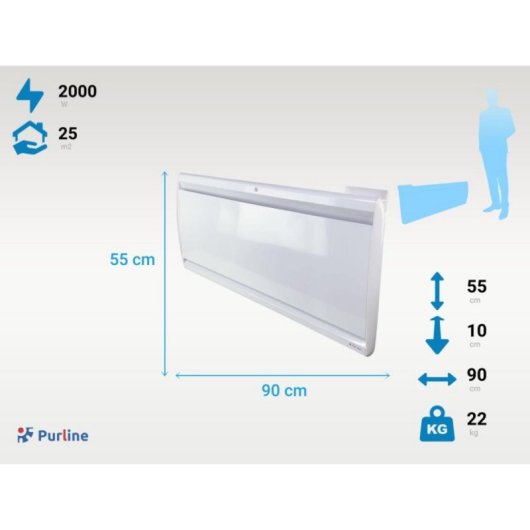 Emisor térmico Purline MICAIRON A2000 2000W Cerámico WiFi Programable Pared Blanco