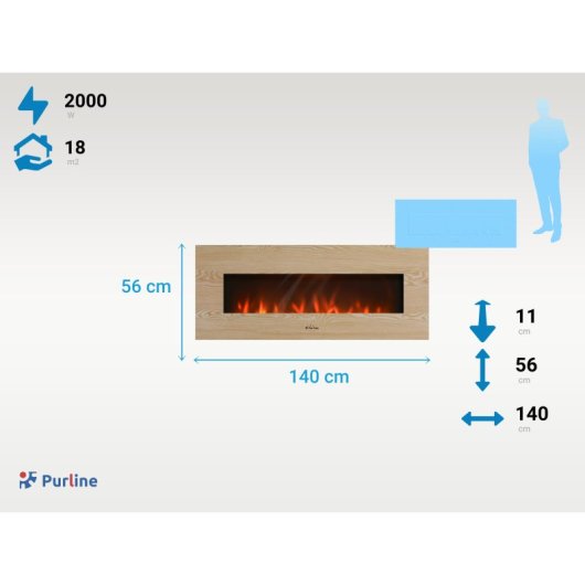 Chimenea Eléctrica Panorámica Con Luz Led Ambiental Y Panel Frontal Mdf