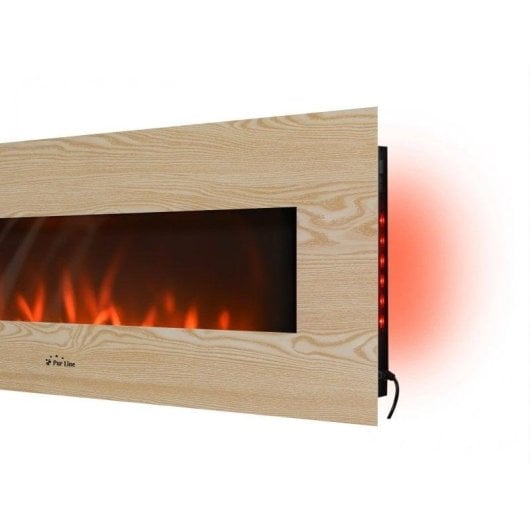 Chimenea Eléctrica Panorámica Con Luz Led Ambiental Y Panel Frontal Mdf