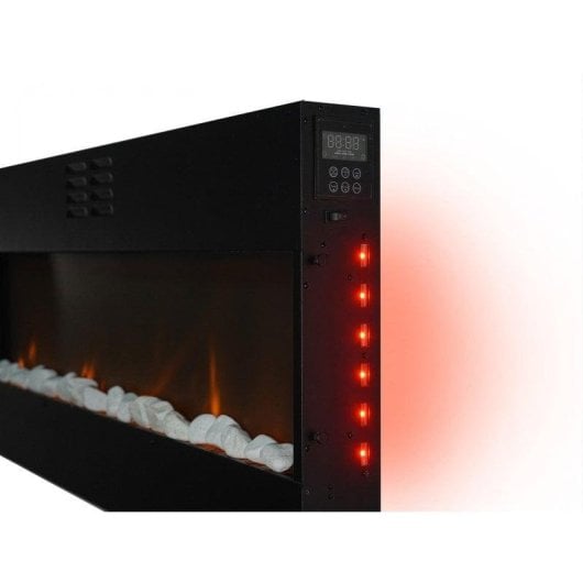 Chimenea Eléctrica Panorámica Con Luz Led Ambiental Y Panel Frontal Mdf