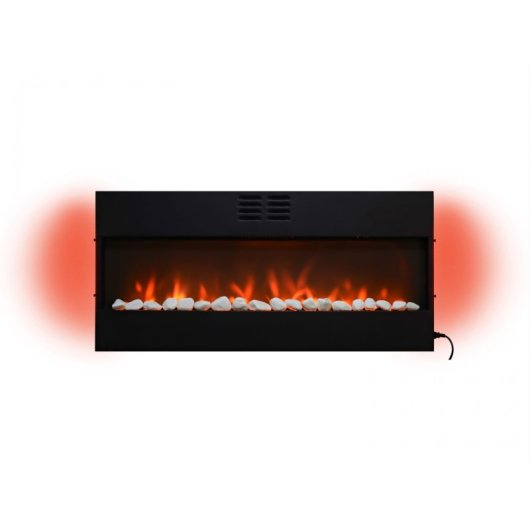 Chimenea Eléctrica Panorámica Con Luz Led Ambiental Y Panel Frontal Mdf
