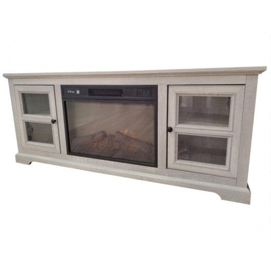 Chimenea Eléctrica Con Mueble Aparador Rustico Color Gris