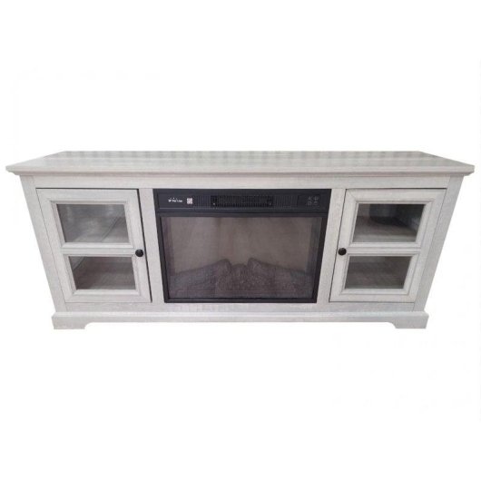 Chimenea Eléctrica Con Mueble Aparador Rustico Color Gris