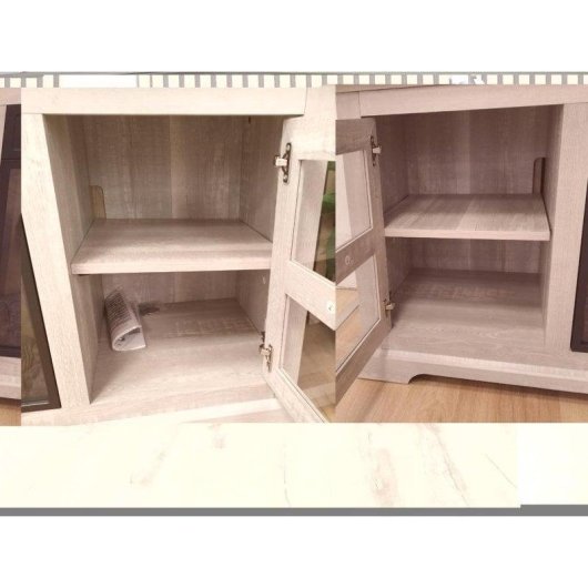 Chimenea Eléctrica Con Mueble Aparador Rustico Color Gris