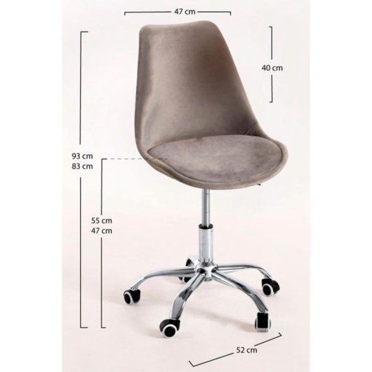Sillas De Escritorio - Silla Neo Terciopelo - Gris Claro
