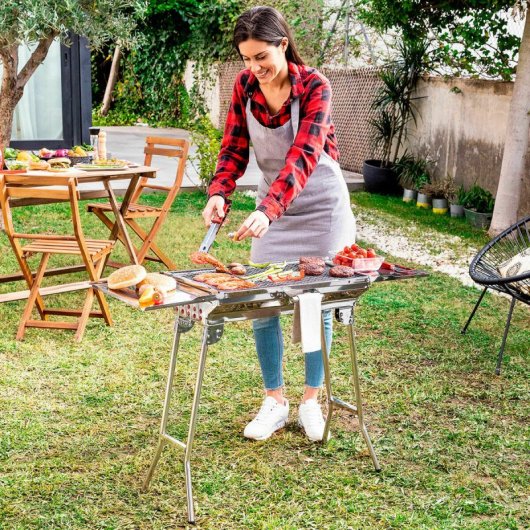 Innovagoods Ig827755 Pack Barbacoa Plegable De Acero Inoxidable Para Carbón Y Esterilla Para Horno Y Barbacoa 40 X 33 Cm