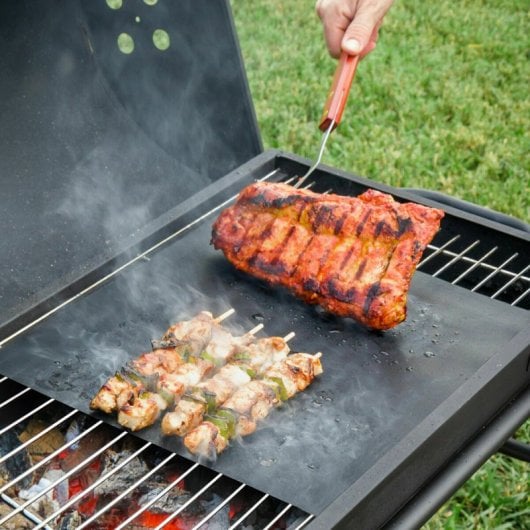 Innovagoods Ig827755 Pack Barbacoa Plegable De Acero Inoxidable Para Carbón Y Esterilla Para Horno Y Barbacoa 40 X 33 Cm