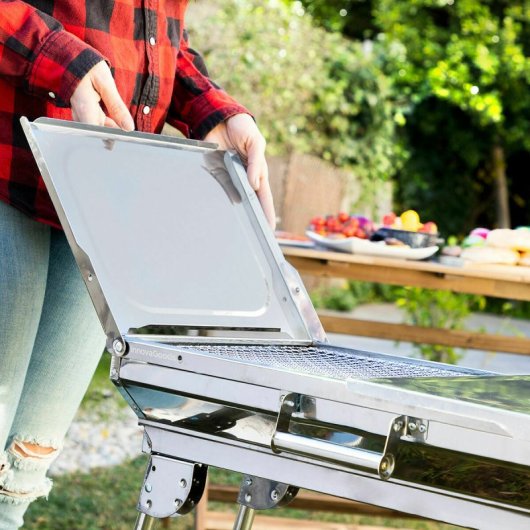 Pack barbecue à charbon pliable en acier inoxydable et allume-feu électrique rechargeable et flexible Innovagoods IG827779 Ø1,7 x 26,5 cm Gris