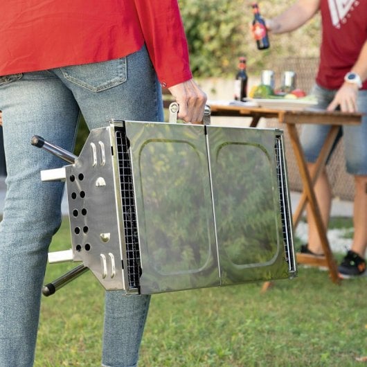 Pack barbecue à charbon pliable en acier inoxydable et allume-feu électrique rechargeable et flexible Innovagoods IG827779 Ø1,7 x 26,5 cm Gris