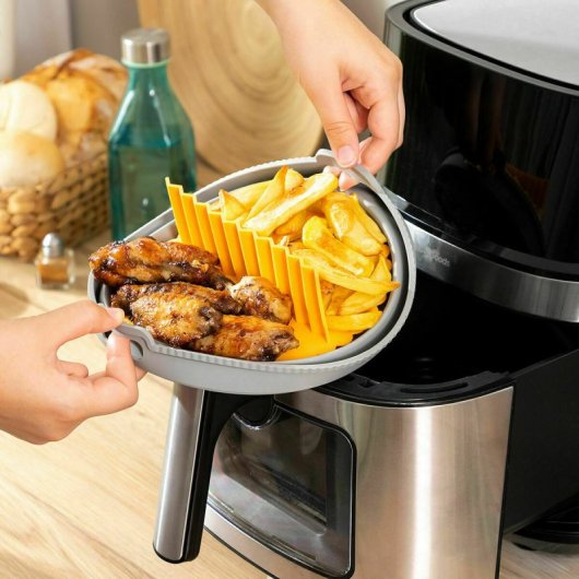 Innovagoods Ig827762 Pack Freidora De Aire Y Cesta De Silicona Plegable Negro 1700 W
