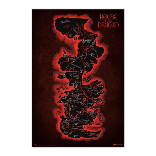 Affiche de Game of Thrones, Maison du Dragon, Carte de Westeros