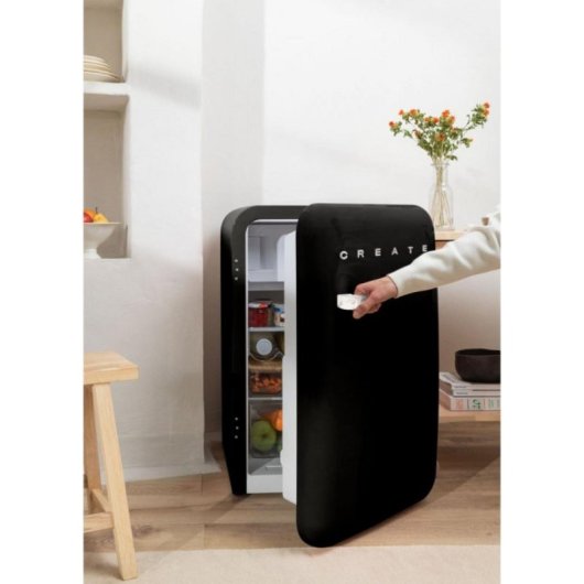 Create Frigorífico Retro Mini 107L Gas R600a Negro/Mármol F