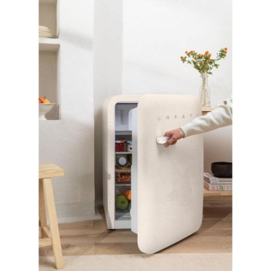 Create Frigorífico Una Puerta Retro 107L R600a ECO Friendly Beige/Mármol F