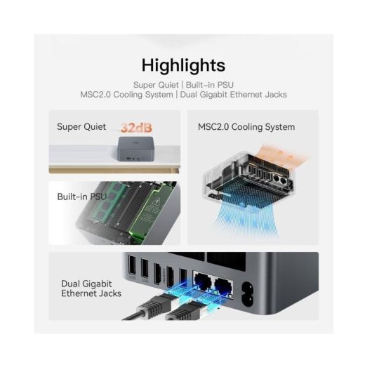 Mini PC Beelink EQR5 AMD Ryzen 5 Pro 5650U 16GB 512GB SSD Radeon Windows 11