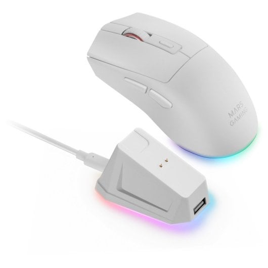 Mars Gaming Mm-t3 Ratón Inalámbrico Rgb Óptico Bluetooth 5.0 14400 Dpi Switches Huano Blanco