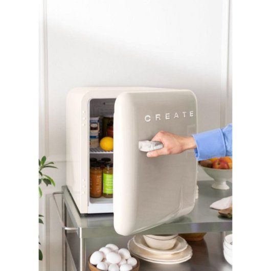 Create Frigorífico Retro Mini 48L R600a Eco Friendly Beige/Mármol F