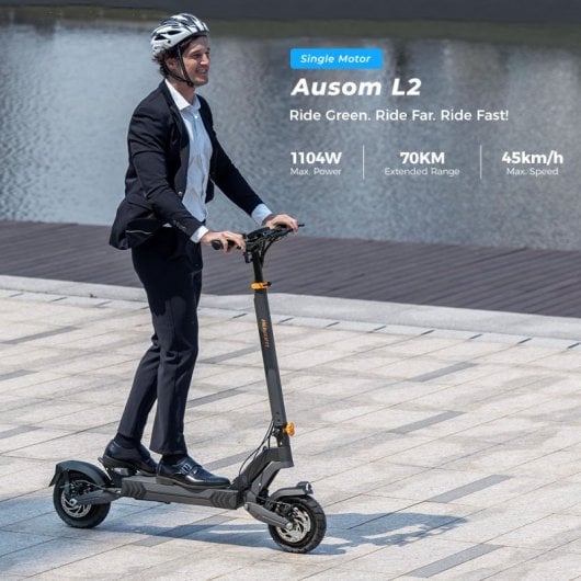 Ausom L2 Elektroroller Einzelmotor 800 W Schwarz