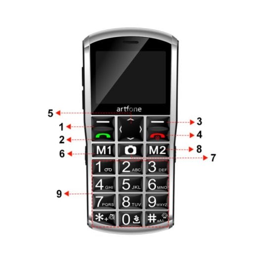 Téléphone portable Artfone A400 4G Basic pour seniors avec bouton SOS, blanc
